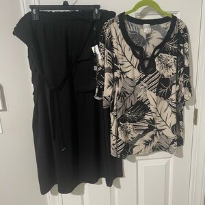 Black 3x nwt skirt and Leaf Print 3x naïf Top Set